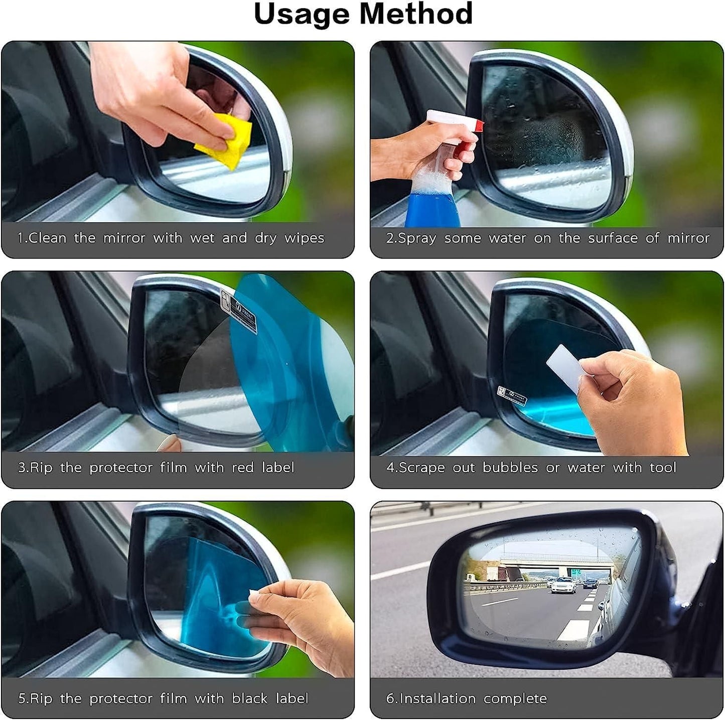 ClearView™ Anti-Fog &amp; Rainproof Mirror Film (Pack of 2)